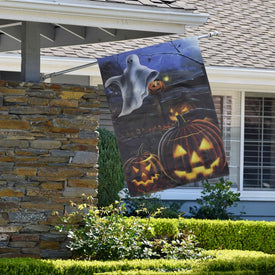 28" x 40" Pumpkins and Ghost Spooky Halloween Outdoor House Flag