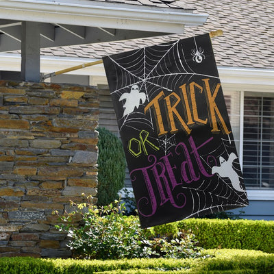 28" x 40" Spider Webs and Ghosts Trick Or Treat Outdoor Garden Flag