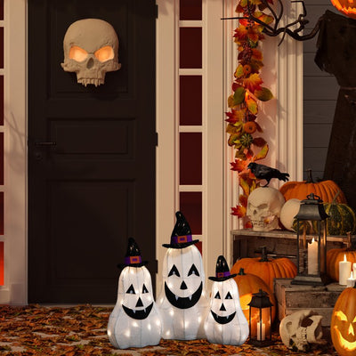23.5" LED Jack-O'-Lantern Ghosts Outdoor Halloween Decorations Set of 3
