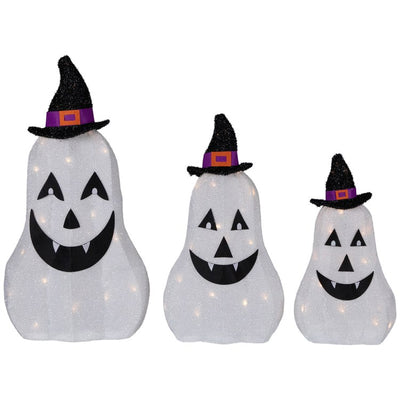 23.5" LED Jack-O'-Lantern Ghosts Outdoor Halloween Decorations Set of 3