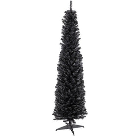 6' Unlit Charcoal Brown Iridescent Slim Artificial Tinsel Halloween Tree