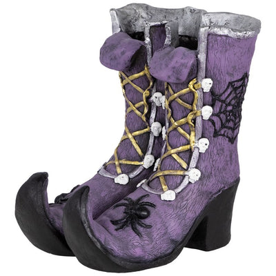 15" Purple Ceramic Witch's Boots Halloween Decoration