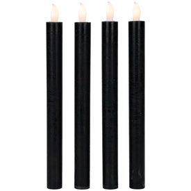 9.5" Solid Black LED Flickering Flameless Halloween Taper Candles Set of 4
