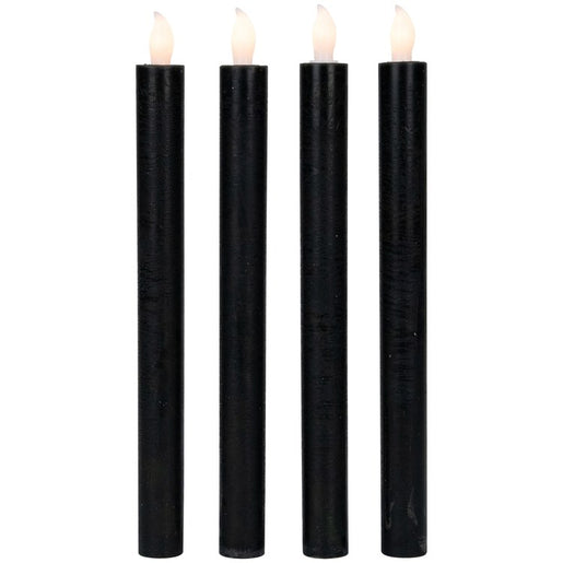 9.5" Solid Black LED Flickering Flameless Halloween Taper Candles Set of 4