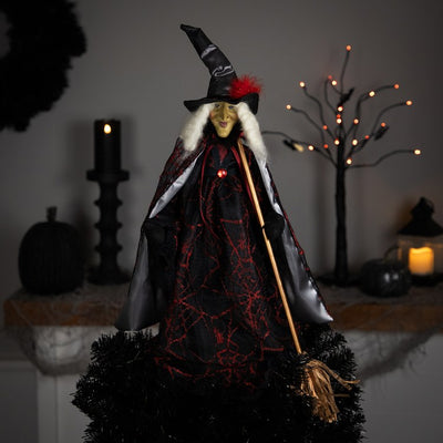 18" Victorian Style Witch with Broom Halloween Figure