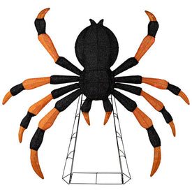 4.5' Lighted Black and Orange Spider Halloween Decoration with Purple LED Lights