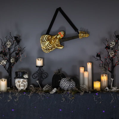 22.75" Lighted Rockin' Skeleton Guitar with Sound Halloween Decoration