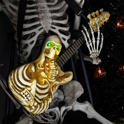 22.75" Lighted Rockin' Skeleton Guitar with Sound Halloween Decoration