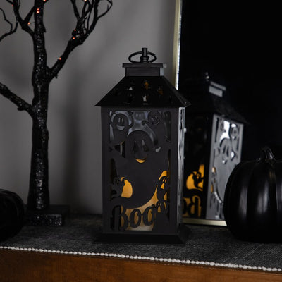 11" LED Lighted Ghosts Halloween Candle Lantern - Black
