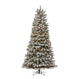 7.5' Pre-Lit Oregon Flocked Slim Artificial Christmas Tree with 400 Clear Staylit Lights