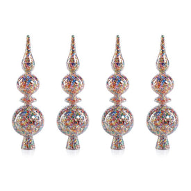 Pentagon Multi-Color Sequin Glass Tree Toppers Set of 4