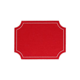 Tessuti Red Rectangular Placemats with White Stitching Set of 4
