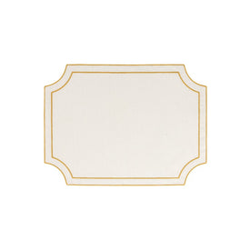 Tessuti White Rectangular Placemats with Gold Stitching Set of 4