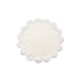 Tessuti Ivory Round Placemats with White Stitching Set of 4