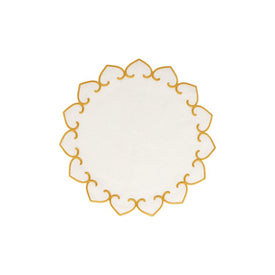 Tessuti White Round Placemats with Gold Stitching Set of 4
