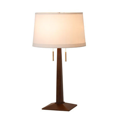 Table Lamp Taper Jeffrey Botwin 2 Lamp Dark Walnut/Weathered Brass White Linen Wood