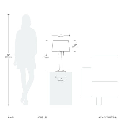 Table Lamp Taper Jeffrey Botwin 2 Lamp Dark Walnut/Weathered Brass White Linen Wood