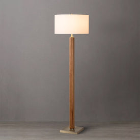 Floor Lamp Tambo 1 Lamp Natural Ash/Weathered Brass White Linen Wood