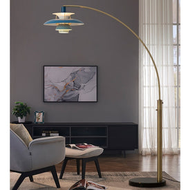 Floor Lamp Palm Springs Arc 1 Lamp Weathered Brass Tiered Steel