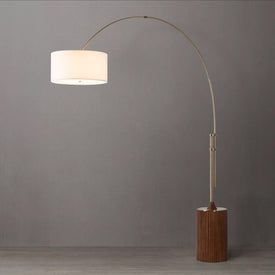 Floor Lamp Tambo Arc 1 Lamp Dark Walnut/Weathered Brass White Linen Wood