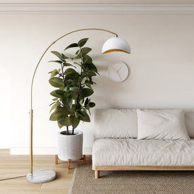 Floor Lamp Luna Bella Arc 1 Lamp Weathered Brass/White White Metal Steel