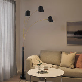Floor Lamp Culver Arc 3 Lamp Matte Black/Weathered Brass Classic Steel