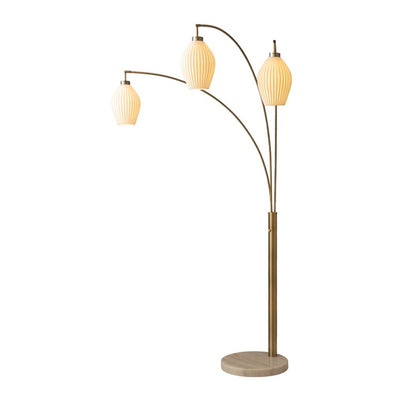 Floor Lamp Santa Clara Arc 3 Lamp Weathered Brass/Walnut Peael Hued Porcelain Steel/Wood