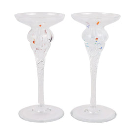 Candle Holder Chiara Short 8.25 Inch White Glass