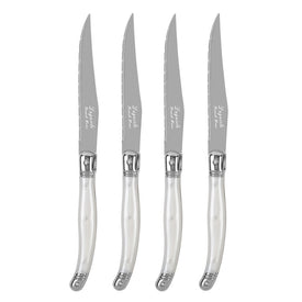 Steak Knife Connoisseur Laguiole Set of 4 Pearl White Acrylic/Stainless Steel