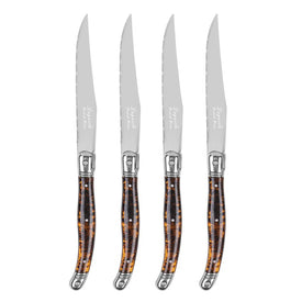 Steak Knife Connoisseur Laguiole Set of 4 Tortoise Acrylic/Stainless Steel