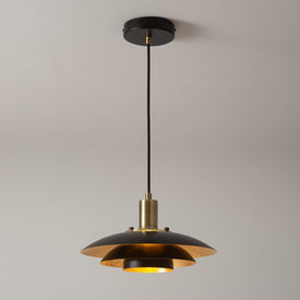 Pendant Rancho Mirage 1 Lamp Matte Black/Weathered Brass Tiered