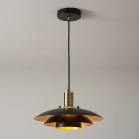 Pendant Rancho Mirage Large 1 Lamp Matte Black/Weathered Brass Tiered