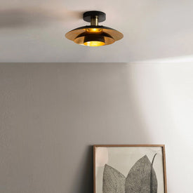 Ceiling Light Rancho Mirage Peter Morelli Flushmount 1 Lamp Matte Black/Weathered Brass
