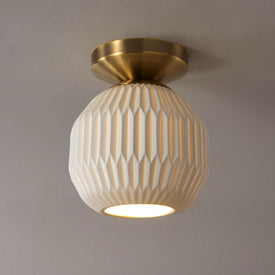 Ceiling Light Moraga Herve Saintonge Semi-Flushmount 1 Lamp Weathered Brass/Bone