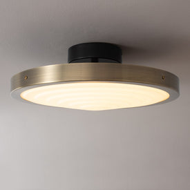 Ceiling Light Redondo Alex Brokamp Semi-Flushmount 1 Lamp Matte Black/Weathered Brass Acrylic Diffuser