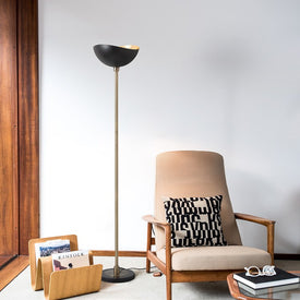 Floor Lamp Luna Bella Peter Morelli Torchiere 1 Lamp Weathered Brass/Matte Black Black Steel