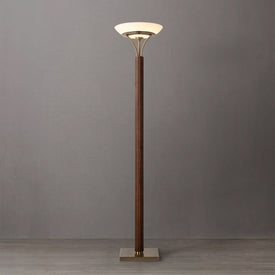 Floor Lamp Tambo Peter Morelli Torchiere 1 Lamp Dark Walnut/Weathered Brass Opal Wood/Steel