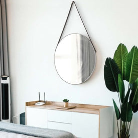 Wall Mirror Aurora Jon Gilmore 36 Inch Chrome with LED Round