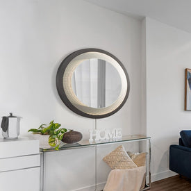 Wall Mirror Starfall Jon Gilmore 39 Inch Gunmetal Vanishing Infinity with LED Round