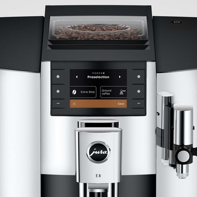 Coffee Maker E8 Specialty with Grinder Chrome 64 Ounce ABS/Stainless Steel