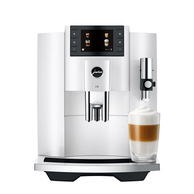 Coffee Maker E8 Specialty with Grinder Piano White 64 Ounce ABS/Stainless Steel