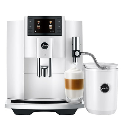 Coffee Maker E8 Specialty with Grinder Piano White 64 Ounce ABS/Stainless Steel