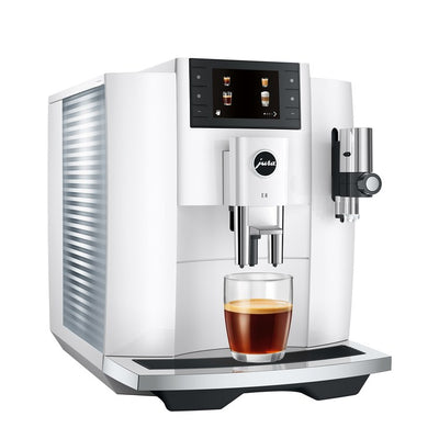 Coffee Maker E8 Specialty with Grinder Piano White 64 Ounce ABS/Stainless Steel