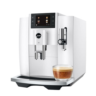 Coffee Maker E8 Specialty with Grinder Piano White 64 Ounce ABS/Stainless Steel