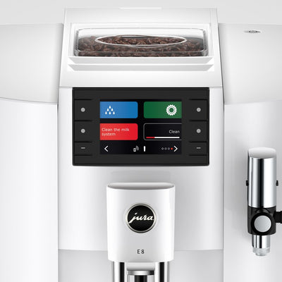 Coffee Maker E8 Specialty with Grinder Piano White 64 Ounce ABS/Stainless Steel