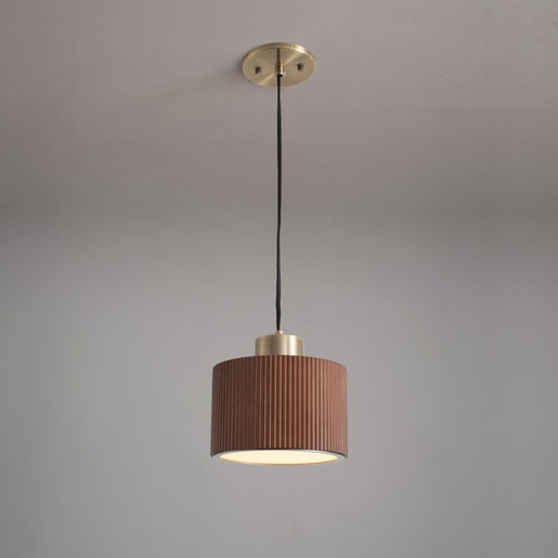 Pendant Tambo 1 Lamp Dark Walnut/Weathered Brass Hand Laid