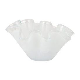 Vase Onda Petite Ruffled White Glass