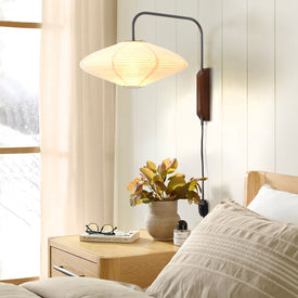 Sconce Roswell Herve Saintonge 1 Lamp Matte Black White Linen Cotton