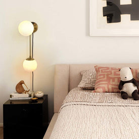 Sconce Duo 2 Lamp Brushed Brass Opal Orb