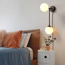 Sconce Duo 2 Lamp Matte Black Opal Orb
